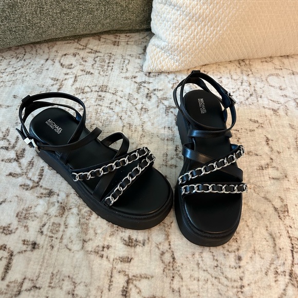 Michael Kors Black Issi Sandals with Silver Accents - Picture 5 of 9
